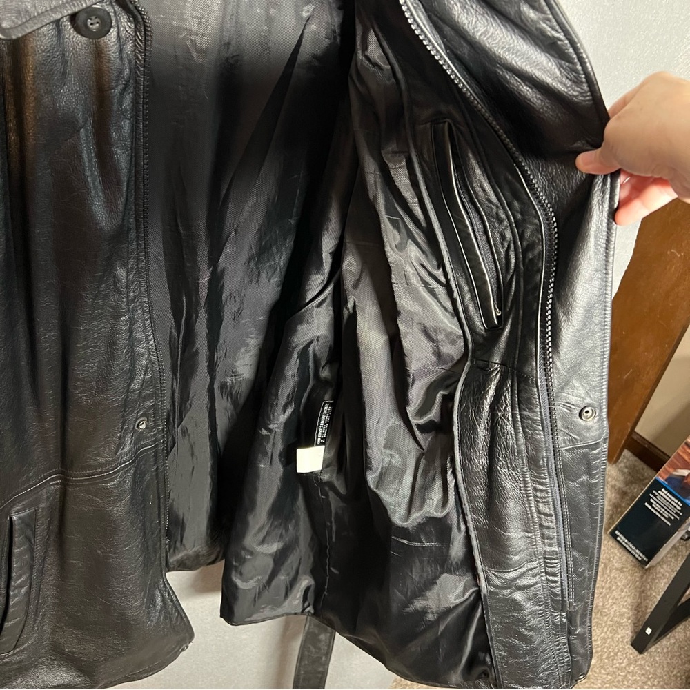 Vintage! Wilson's Black Belted Leather Jacket Size Large - Picture 11 of 12